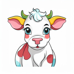 Cute cartoon calf, on white background