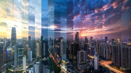 Obraz premium Cityscape Timelapse: A Day in the Life of a Modern City