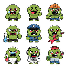 2d vector illustration emoji emote for social media icon for fruits and animals cute character  
