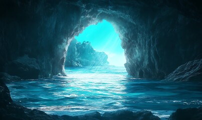 A View of the Sea Through a Cave Opening