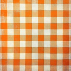 Orange And White Checkerboard. Retro Checkerboard Tablecloth Texture in Classic Colours