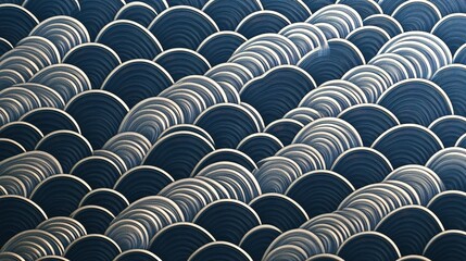 Fototapeta premium Abstract Pattern of Overlapping Blue and Gold Semicircles