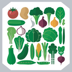 Set of vegetables black silhouette Carrot, potato, tomato, cucumber, onion, garlic, cauliflower, bell pepper, cabbage vector icon in white background.