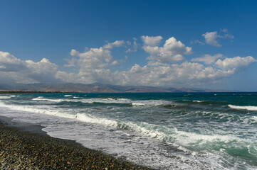 view of the mediterranean sea and mountains in cyprus