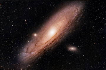Andromeda Galaxy (M31) with companions M32 & M110, deep-sky view