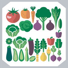 Set of vegetables black silhouette Carrot, potato, tomato, cucumber, onion, garlic, cauliflower, bell pepper, cabbage vector icon in white background.