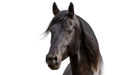 Black horse isolated on a transparent background PNG