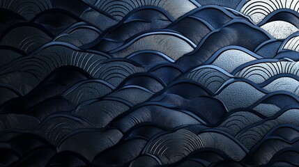 Fototapeta premium Abstract Blue and Grey Wave Pattern with Circular and Linear Textures