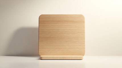 Engraved wooden photo stand with personalized text, minimalist design, 3D illustration