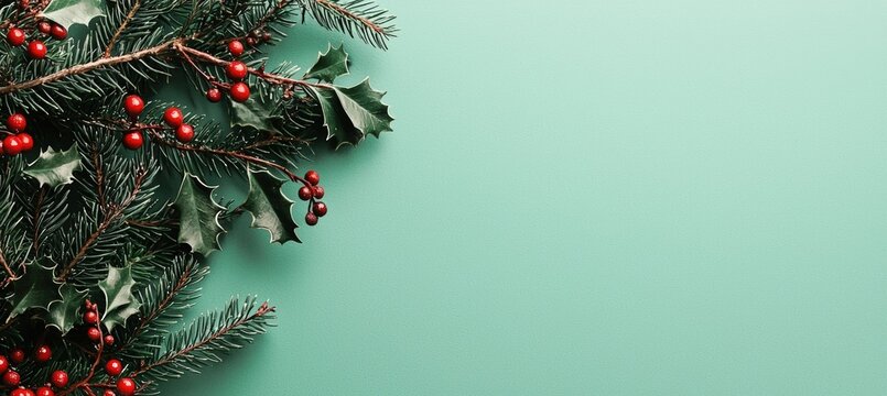 Festive Holiday Email Signature Design with Holly Leaves and Berries for Christmas Communication