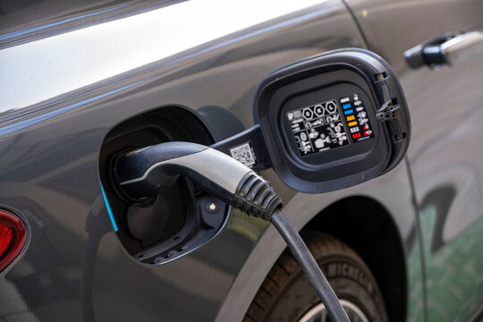 EV car charging Point, Electric car charging station for charge EV battery, Plug for vehicle with electric engine