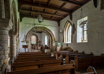 Typical small English country church interior of Edlingham church near Alnwick Northumberland