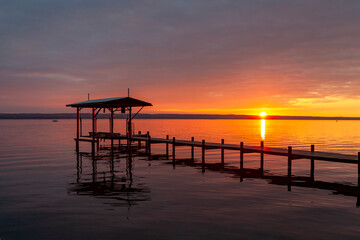 A Jetty at Sunset in Upstate New York, USA
