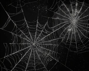 Fototapeta premium Spider web silhouette against black wall - halloween theme dark background