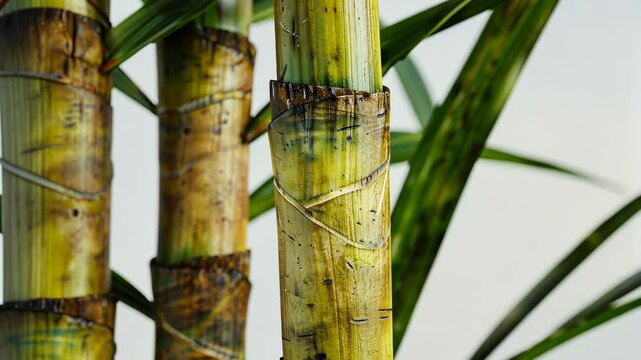 Exploring the growth and harvesting of sugarcane in a lush tropical setting during mid-morning light