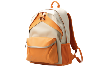 School bag on white background. School related themes. Back to school. Adult backpack. Travel. School holidays. Learning at school. Image for graphic designer. Image for flyers.