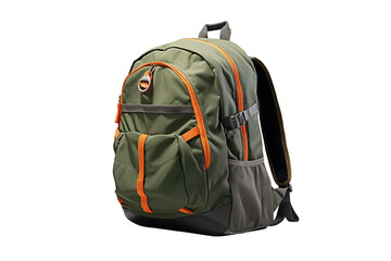 Naklejka premium School bag on white background. School related themes. Back to school. Adult backpack. Travel. School holidays. Learning at school. Image for graphic designer. Image for flyers.