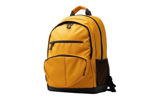School bag on white background. School related themes. Back to school. Adult backpack. Travel. School holidays. Learning at school. Image for graphic designer. Image for flyers.