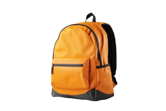 School bag on white background. School related themes. Back to school. Adult backpack. Travel. School holidays. Learning at school. Image for graphic designer. Image for flyers.