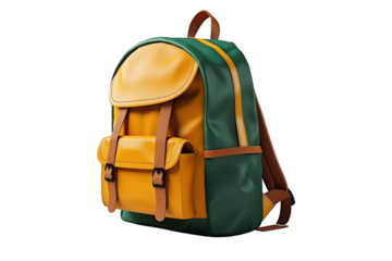 School bag on white background. School related themes. Back to school. Adult backpack. Travel. School holidays. Learning at school. Image for graphic designer. Image for flyers.