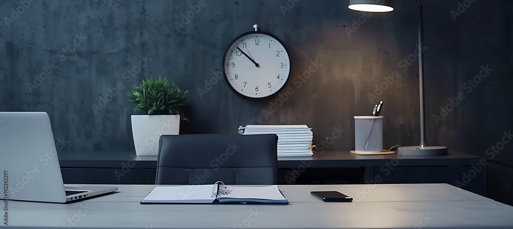 Poster a working table with study lamp