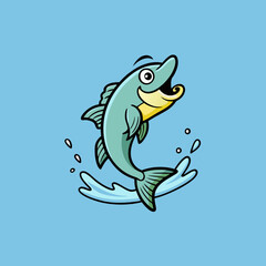 Vector Art Fish Leaping Over a Serene Lake