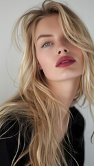 Naklejka premium Close up studio shot of beautiful young white woman on white background