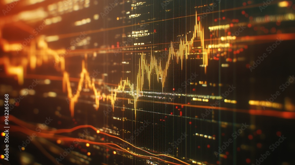Poster detailed view of a financial chart showing gold price movements, with candlestick patterns and indic