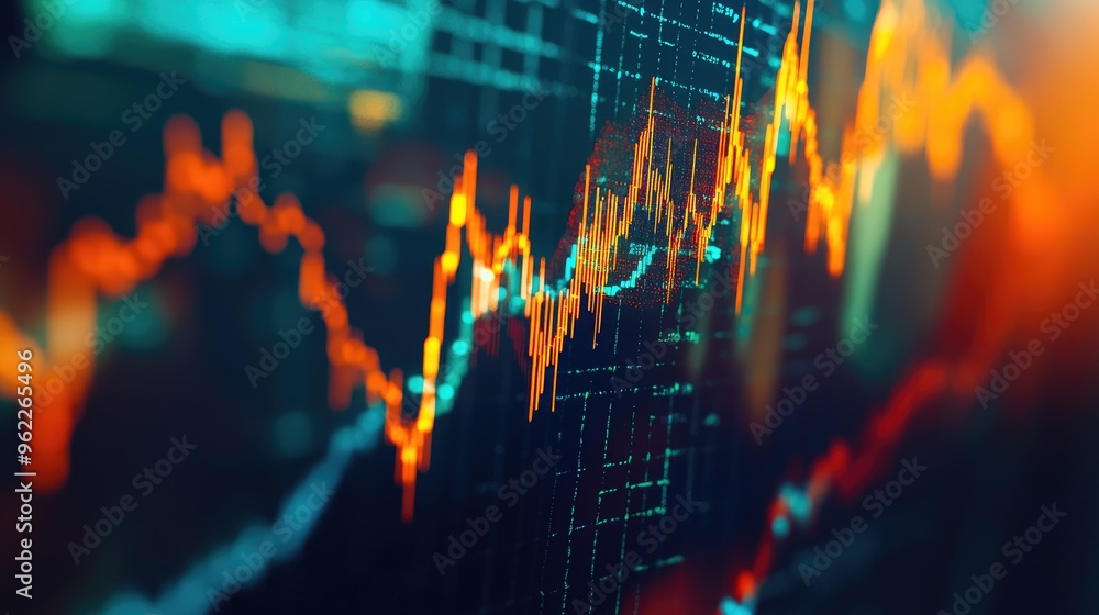 Poster detailed view of a financial chart showing gold price movements, with candlestick patterns and indic