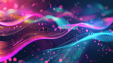 Abstract Neon Waves and Bokeh