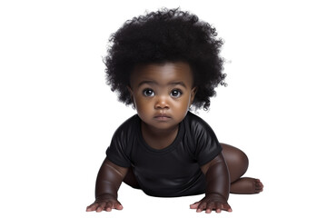 Black baby on transparent background. Birth related themes. Childbirth. Africa country. African baby. Afro american baby. Image for graphic designer. Image for flyers.