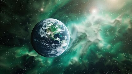 Fototapeta premium Earth in Space Nebula