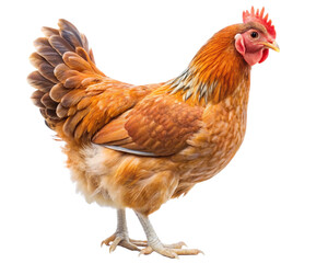 A side view of a hen isolated on a transparent background PNG.