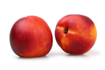 Nectarine peaches isolated on white background.