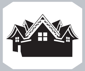 Black silhouettes of houses and cottages, home property logo set package, home button, residential building, country cottage, apartment vector illustrations.