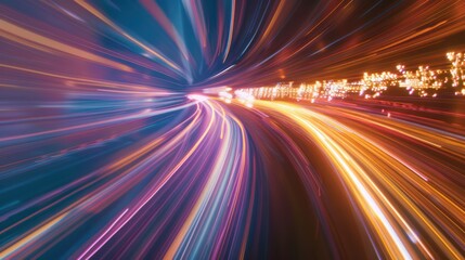 Obraz premium Abstract Speed, A Digital Painting of a City Lights