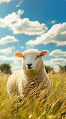 Beautiful Wallpaper with a Sheep Design, Ideal Farm Animal Poster or Graphic Resource for Creative Project, Ai Generative