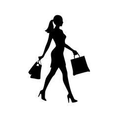 silhouette of a woman with shopping bags vector svg black friday svg