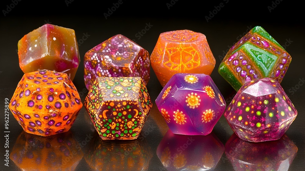 Poster vibrant soap symphony, an artistic arrangement of colorful soap bars showcasing intricate patterns a