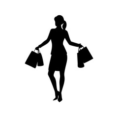 silhouette of a woman with shopping bags vector svg black friday svg
