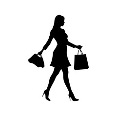 silhouette of a woman with shopping bags vector svg black friday svg