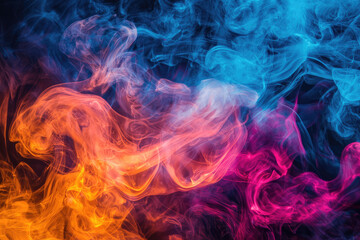 Fototapeta premium A Symphony of Smoke: Vibrant Hues Dance in a Dark Canvas