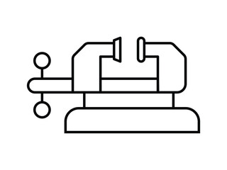 Machine vise vector icon. C Clamp Icon, Clamping device for drilling milling of metal, wood, plastic. Vice Outline Icon, Vector illustration.