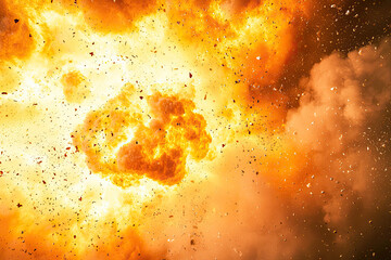 Obraz premium A fiery explosion engulfs the sky, its intense yellow and orange hues creating a dramatic and awe-inspiring spectacle.