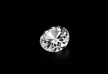 a single, intricately cut diamond crystal showcasing its brilliance on a smooth black background create with ai