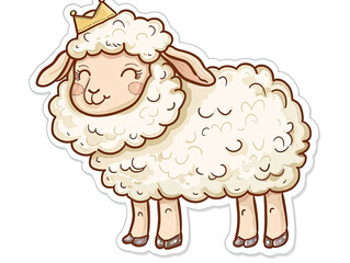 Obraz premium Beautiful Colored Stickers with Sheep Design, Cute Farm Animal Graphic Resource for Creative Project, Ai Generative