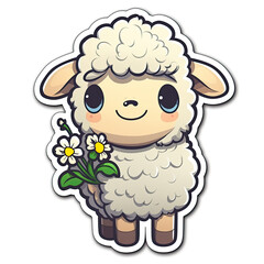 Fototapeta premium Beautiful Colored Stickers with Sheep Design, Cute Farm Animal Graphic Resource for Creative Project, Ai Generative