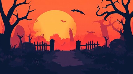 Naklejka premium Flat background for halloween season 