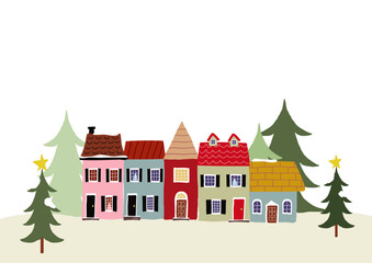 Fototapeta premium 可愛いクリスマスの街並みの風景