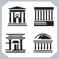 Obraz premium Black silhouettes of houses and cottages, home property logo set package, home button, residential building, country cottage, apartment vector illustrations.